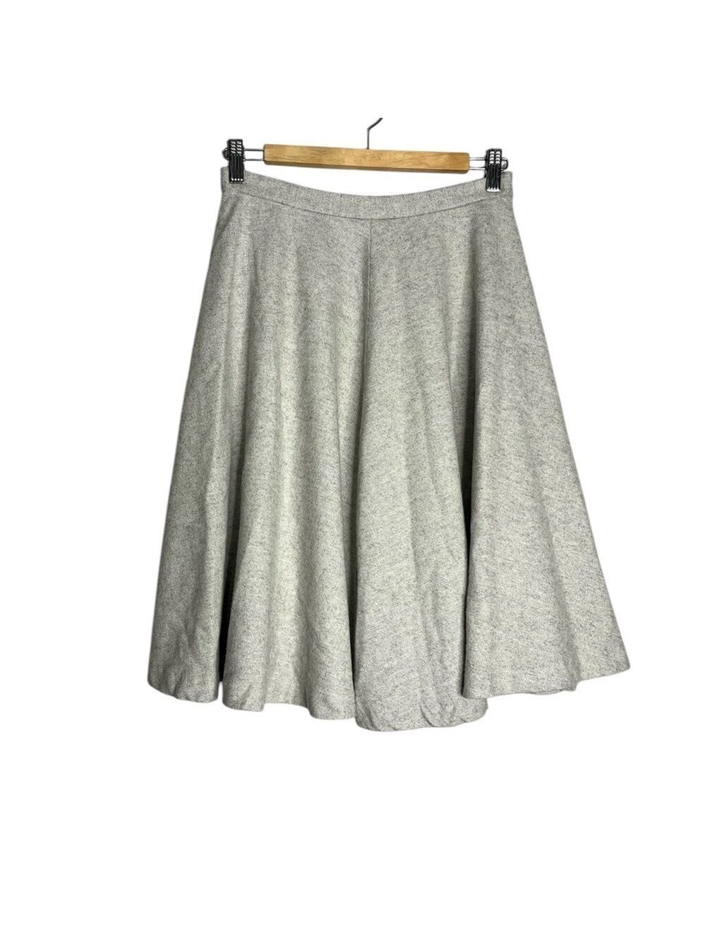 Etam Grey Wool Blend High Waisted A Line Knee length Skirt, size 4